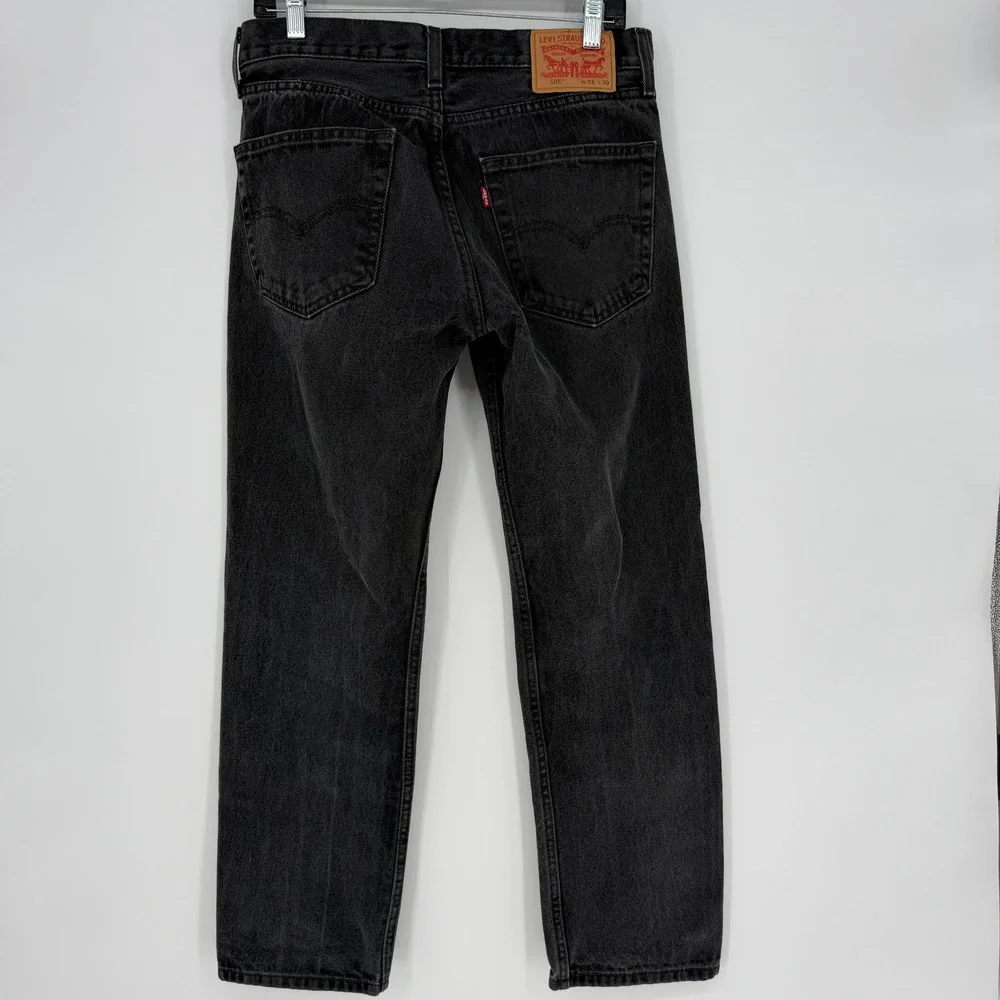 Levis 505 Men Regular Fit Black Straight Leg Denim Jeans 31x30 (29
